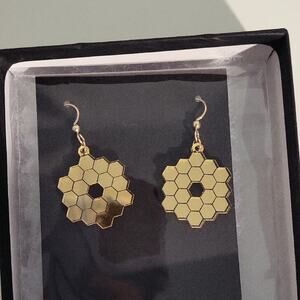 James‎ Webb Chic Gold Hexagon Mirror Acrylic Earrings